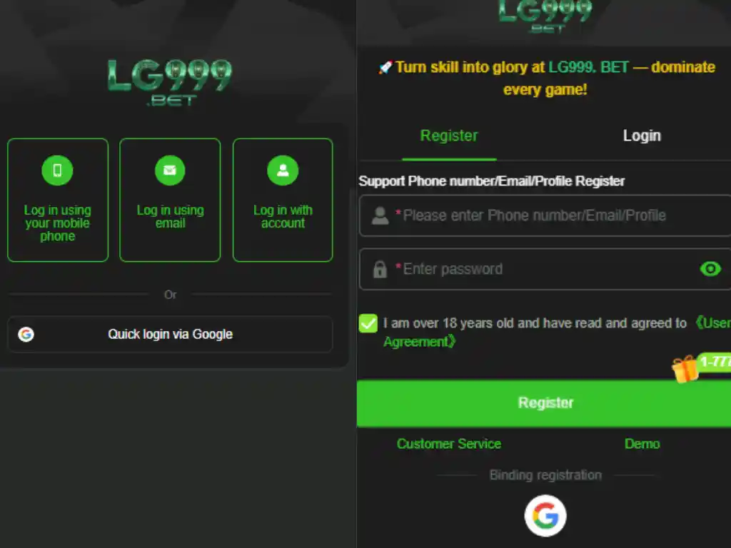 LG999 game apk download registration