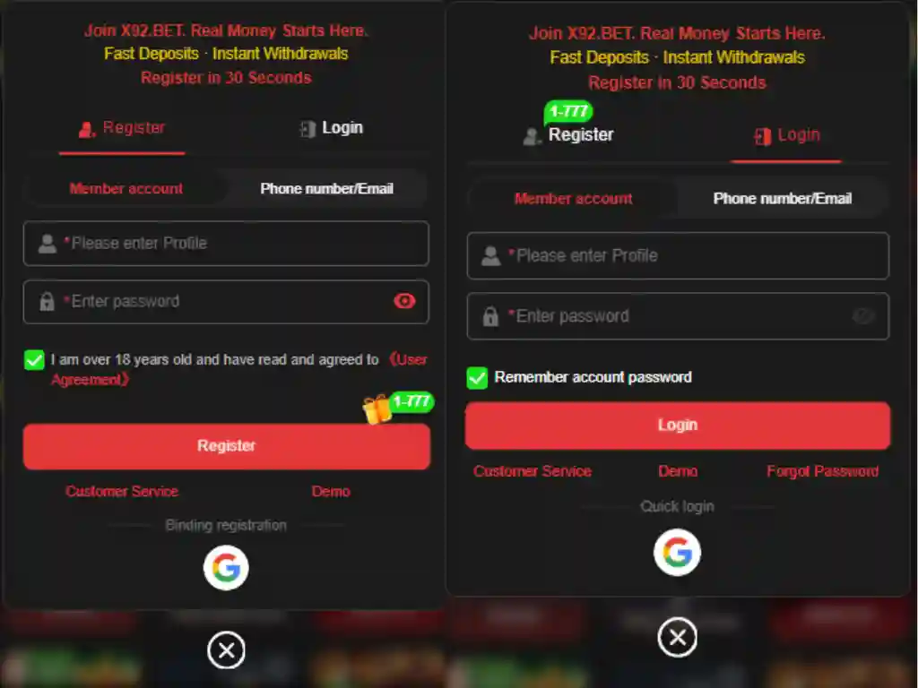 X92 game apk download Register and login 1