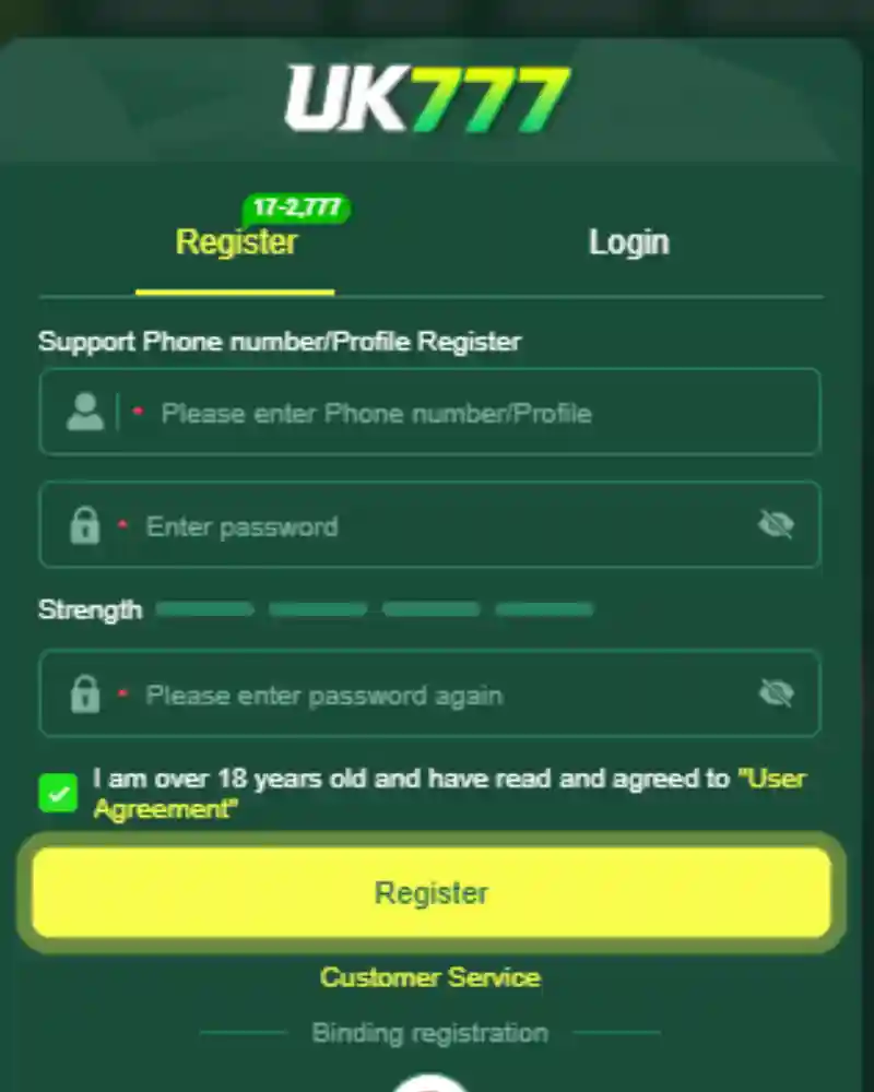 UK77 game Registration